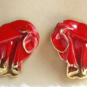 Red and Gold Ceramic Earrings